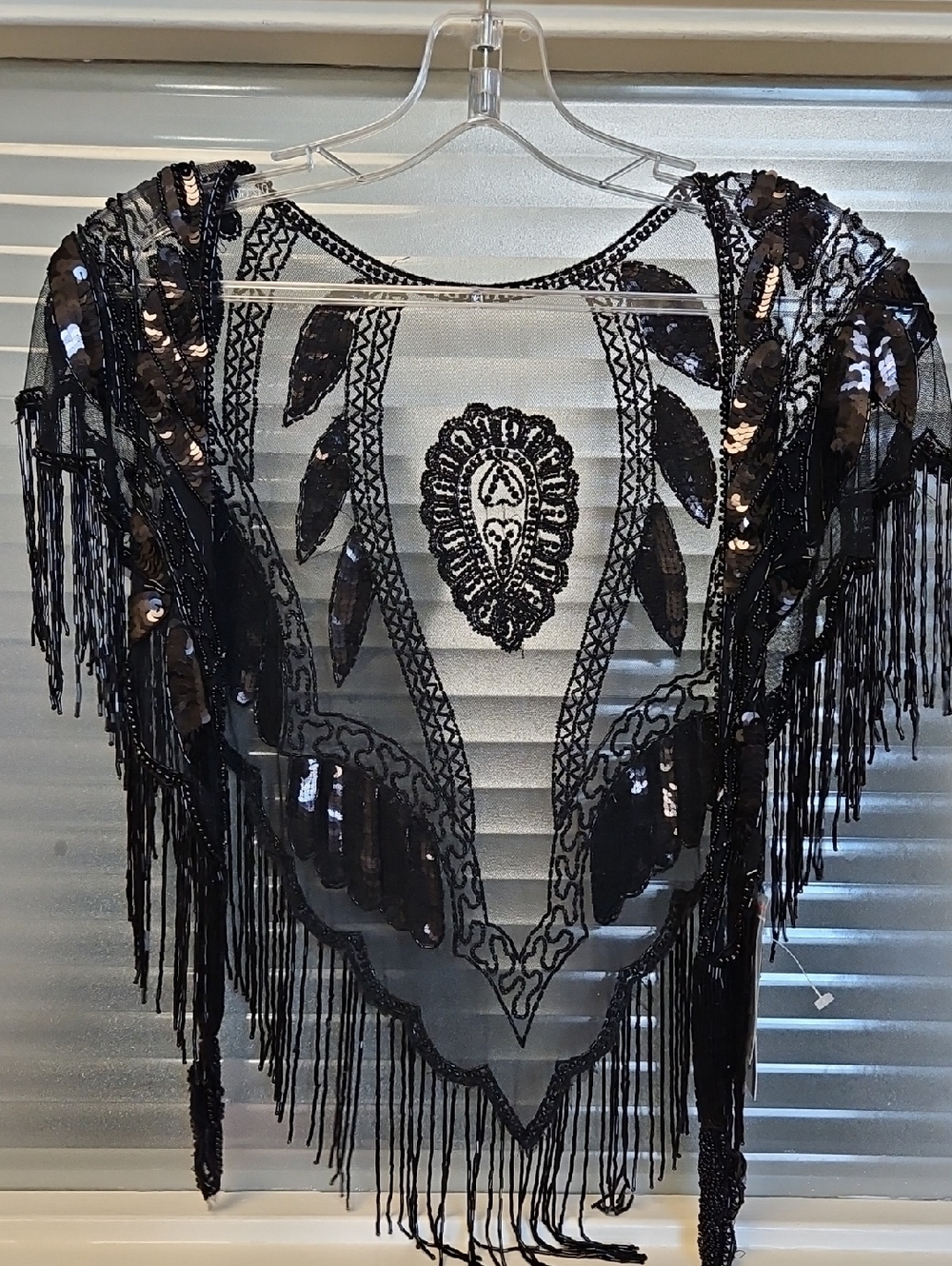 Size Small Open Front Over Shoulder Shawl/ Capelet W/ Beads Sequins 20s Style NW